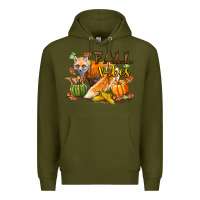 Army Green Fall Vibes Fox Premium Hoodie - LillyAllenDesigns