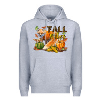 Heather Grey Fall Vibes Fox Premium Hoodie - LillyAllenDesigns
