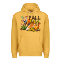 Mustard Fall Vibes Fox Premium Hoodie - LillyAllenDesigns
