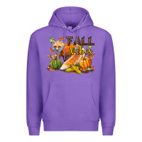 Purple Fall Vibes Fox Premium Hoodie - LillyAllenDesigns
