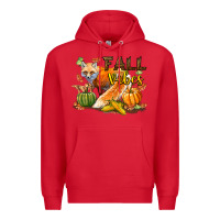 Red Fall Vibes Fox Premium Hoodie - LillyAllenDesigns