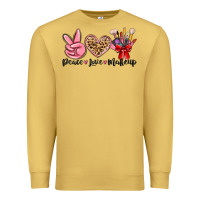 Antique Gold peace love makeup Premium Sweatshirt - MaliasSmallBusiness