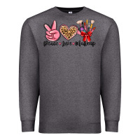 Charcoal Heather peace love makeup Premium Sweatshirt - MaliasSmallBusiness