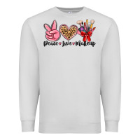 Dove Grey peace love makeup Premium Sweatshirt - MaliasSmallBusiness