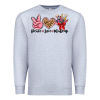 Heather Grey peace love makeup Premium Sweatshirt - MaliasSmallBusiness