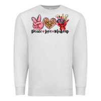 Oatmeal Heather peace love makeup Premium Sweatshirt - MaliasSmallBusiness
