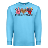 Ocean Blue peace love makeup Premium Sweatshirt - MaliasSmallBusiness