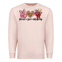 Pale Pink peace love makeup Premium Sweatshirt - MaliasSmallBusiness