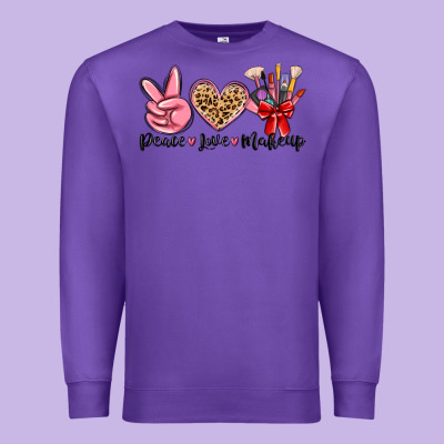 Peace Love Makeup Premium Sweatshirt Designed By Maliassmallbusiness