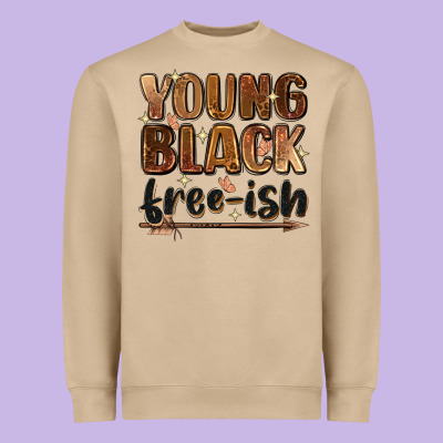 Young Black Free-ish Heavyweight Sweatshirt Designed By Zillion Design Studio