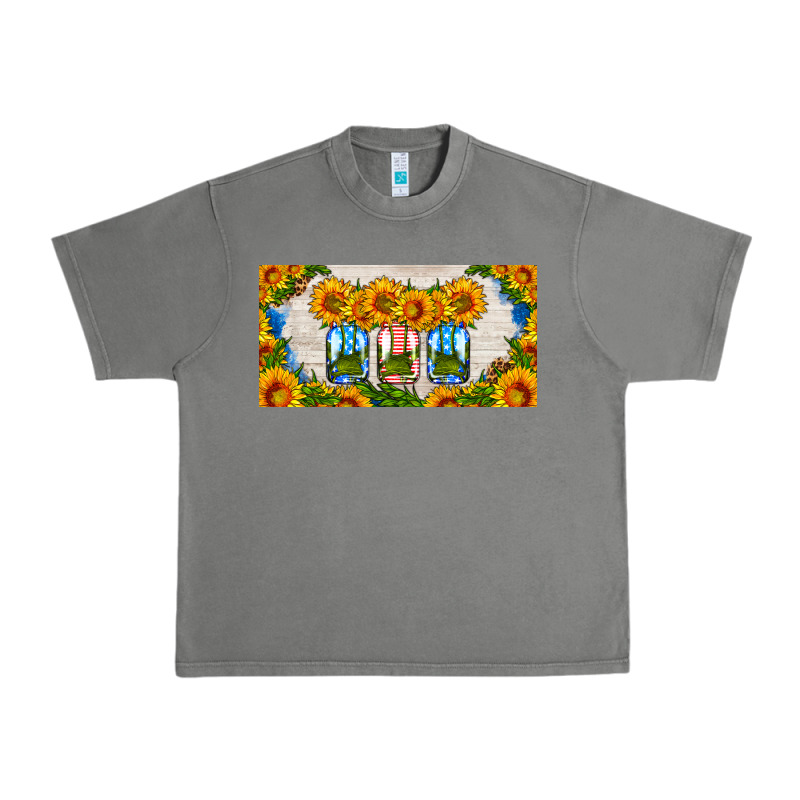 American Mason Jar Sunflower License Plate Urban Heavy Tee by HRA Design Shop | Teevron