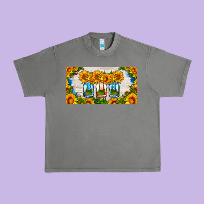 American Mason Jar Sunflower License Plate Urban Heavy Tee Designed By Hra Design Shop
