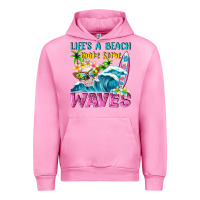 Fuchsia Pink Life's a beach make some waves Urban Hoodie - NancyCooperArtShop