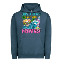 Pigment Midnight Navy Life's a beach make some waves Urban Hoodie - NancyCooperArtShop