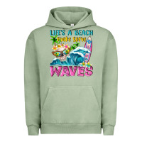 Pigment Oil Green Life's a beach make some waves Urban Hoodie - NancyCooperArtShop