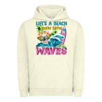 Pigment Pistachio Life's a beach make some waves Urban Hoodie - NancyCooperArtShop