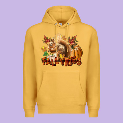 Fall Vibes Squirrel Premium Hoodie Designed By Lillyallendesigns