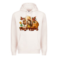 Pale Pink Fall Vibes Squirrel Premium Hoodie - LillyAllenDesigns