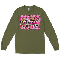 Army Green pinktober with cancer ribbon Long Sleeve Tee - AdoDesignShop