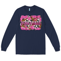 Navy pinktober with cancer ribbon Long Sleeve Tee - AdoDesignShop
