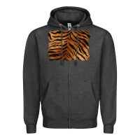Charcoal Heather handdrawn tiger pattern background Zipper Hoodie - BarkalooDesign