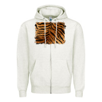 Oatmeal Heather handdrawn tiger pattern background Zipper Hoodie - BarkalooDesign