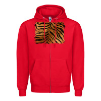 Red handdrawn tiger pattern background Zipper Hoodie - BarkalooDesign