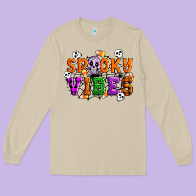 Spooky Vibes Long Sleeve Tee Designed By Artiststas