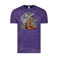 Cloud Purple gray cowgirl and roses Vintage Tee - AdoDesignShop
