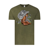 Vintage Olive gray cowgirl and roses Vintage Tee - AdoDesignShop