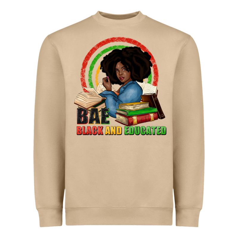 Bae Black And Educated Heavyweight Sweatshirt by Zillion Design Studio | Teevron