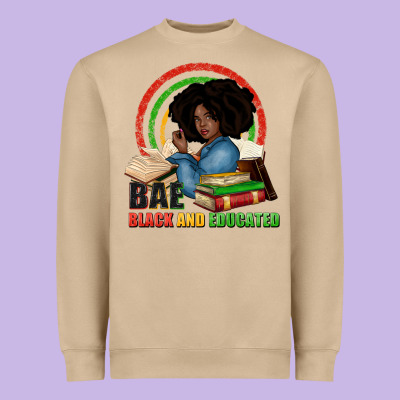 Bae Black And Educated Heavyweight Sweatshirt Designed By Zillion Design Studio