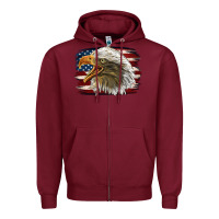 Burgundy American Flag Eagle Zipper Hoodie - LillyAllenDesigns