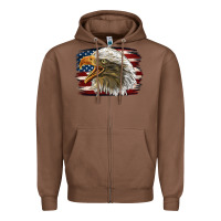 Chestnut American Flag Eagle Zipper Hoodie - LillyAllenDesigns