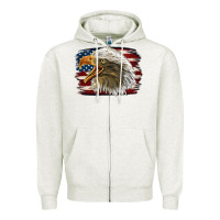 Oatmeal Heather American Flag Eagle Zipper Hoodie - LillyAllenDesigns