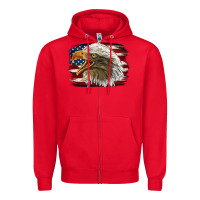 Red American Flag Eagle Zipper Hoodie - LillyAllenDesigns