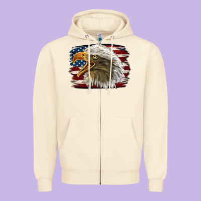 American Flag Eagle Zipper Hoodie Designed By Lillyallendesigns