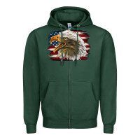 Sports Green American Flag Eagle Zipper Hoodie - LillyAllenDesigns