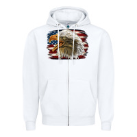 White American Flag Eagle Zipper Hoodie - LillyAllenDesigns