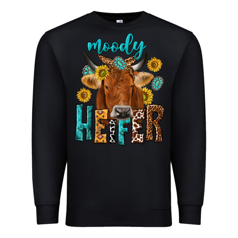 Moody Cow Premium Sweatshirt by NancyCooperArtShop | Teevron