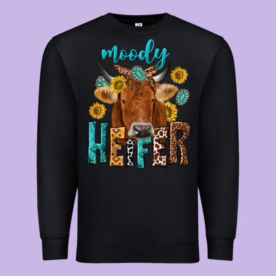Moody Cow Premium Sweatshirt Designed By Nancycooperartshop