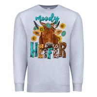 Heather Grey moody cow Premium Sweatshirt - NancyCooperArtShop