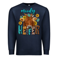 Navy moody cow Premium Sweatshirt - NancyCooperArtShop