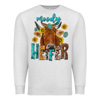Oatmeal Heather moody cow Premium Sweatshirt - NancyCooperArtShop