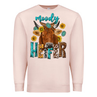 Pale Pink moody cow Premium Sweatshirt - NancyCooperArtShop