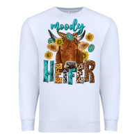 White moody cow Premium Sweatshirt - NancyCooperArtShop