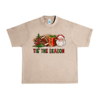 French Oak Tis The Season Christmas With Football And Santa Urban Heavy Tee - FaDigitalArtStudio
