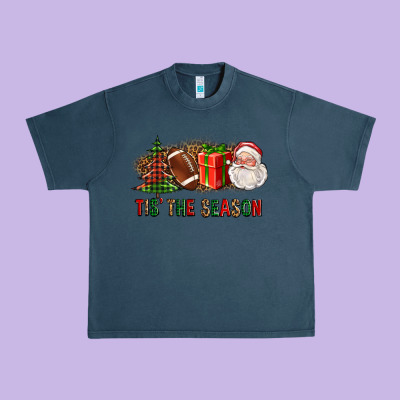 Tis The Season Christmas With Football And Santa Urban Heavy Tee Designed By Fadigitalartstudio