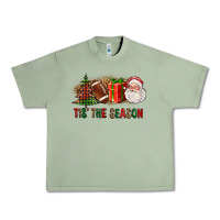 Oil Green Tis The Season Christmas With Football And Santa Urban Heavy Tee - FaDigitalArtStudio