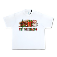 White Tis The Season Christmas With Football And Santa Urban Heavy Tee - FaDigitalArtStudio